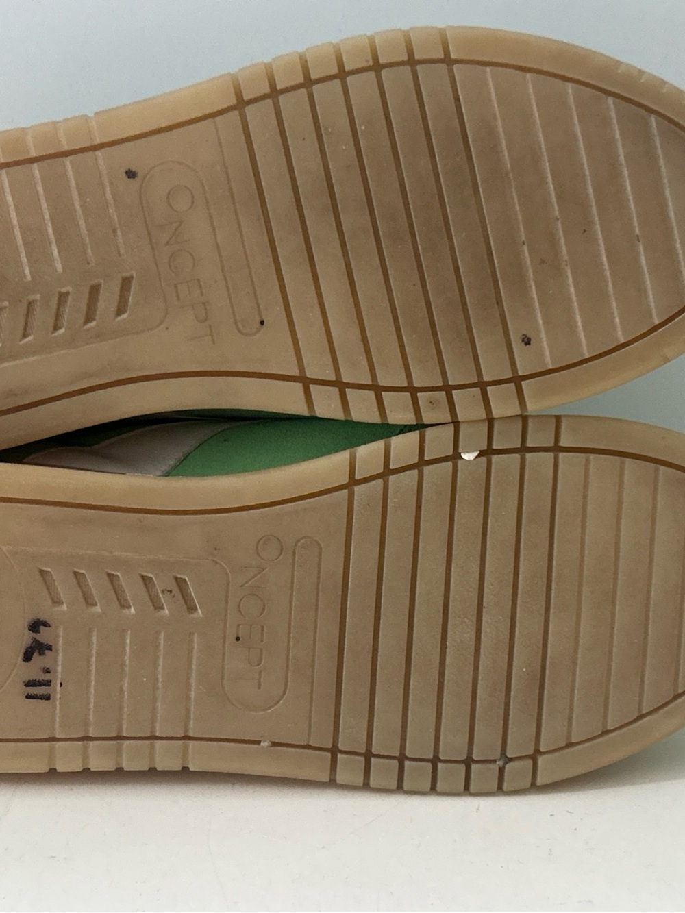 NYC CONCEPTS Suede Green Sneakers with White Stripe & Yellow Accents Size 8 - Picture 12 of 16